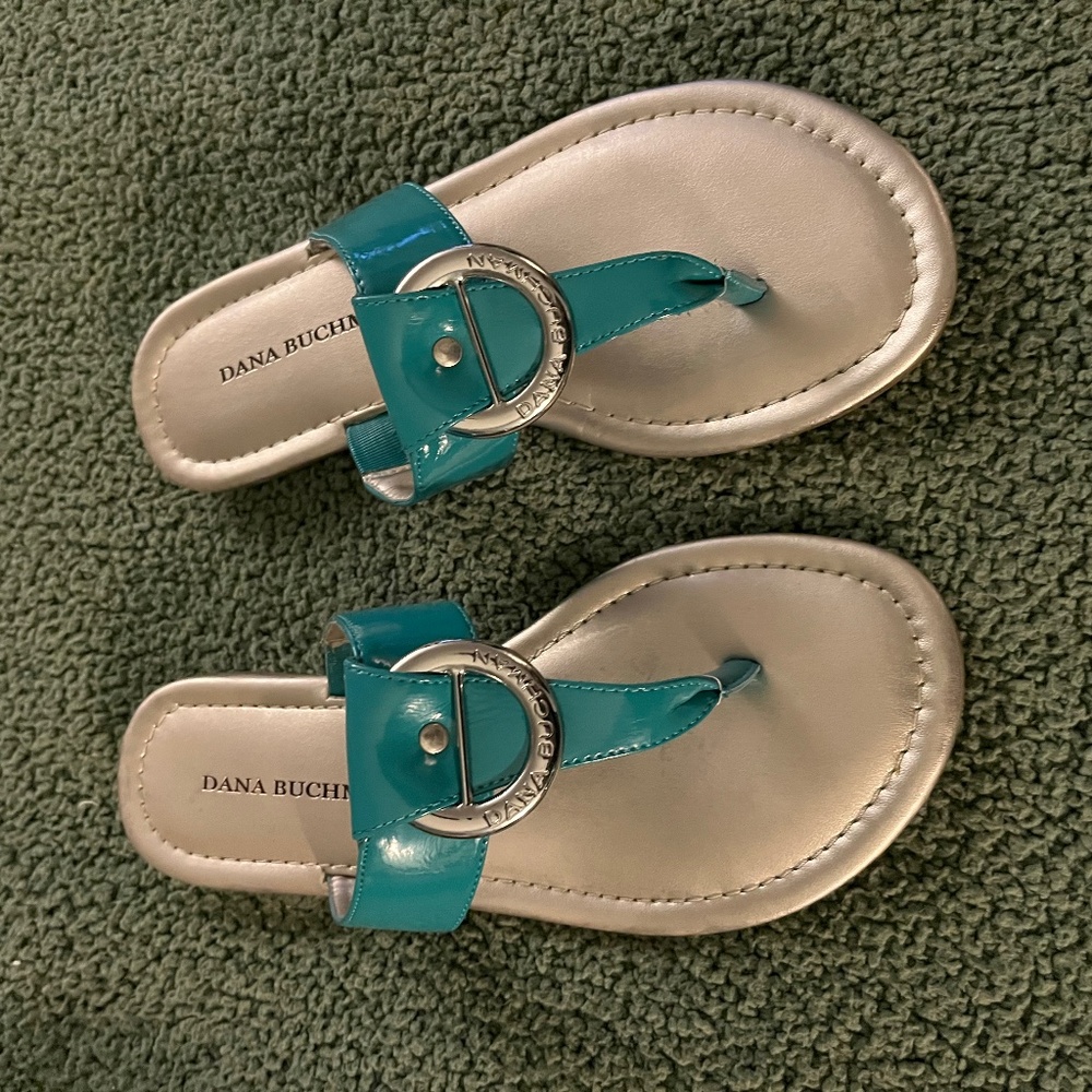 Turquoise flat sandals by Dana Buchanan. Size 7.